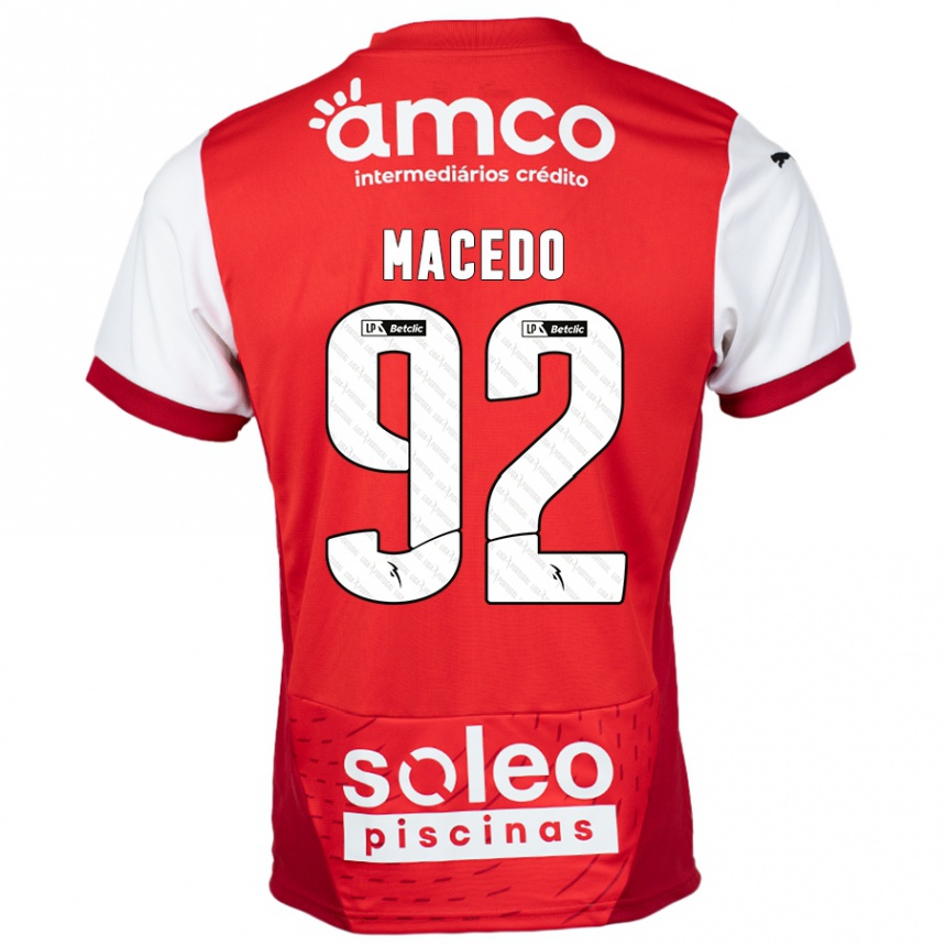 Kinder Fußball Rodrigo Macedo #92 Rot Weiß Heimtrikot Trikot 2024/25 T-Shirt Luxemburg