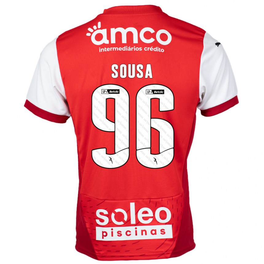 Kinder Fußball Afonso Sousa #96 Rot Weiß Heimtrikot Trikot 2024/25 T-Shirt Luxemburg