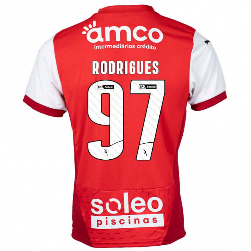 Kinder Fußball Dinis Rodrigues #97 Rot Weiß Heimtrikot Trikot 2024/25 T-Shirt Luxemburg