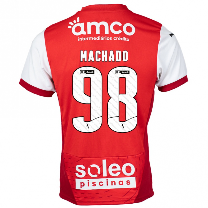 Kinder Fußball Gonçalo Machado #98 Rot Weiß Heimtrikot Trikot 2024/25 T-Shirt Luxemburg