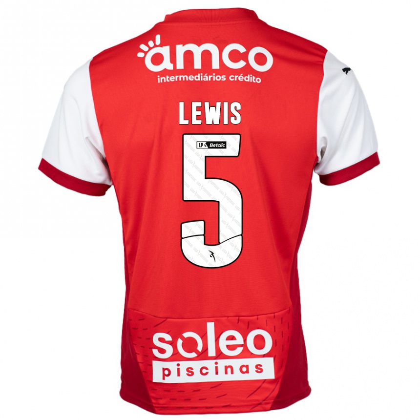 Kinder Fußball Leah Lewis #5 Rot Weiß Heimtrikot Trikot 2024/25 T-Shirt Luxemburg