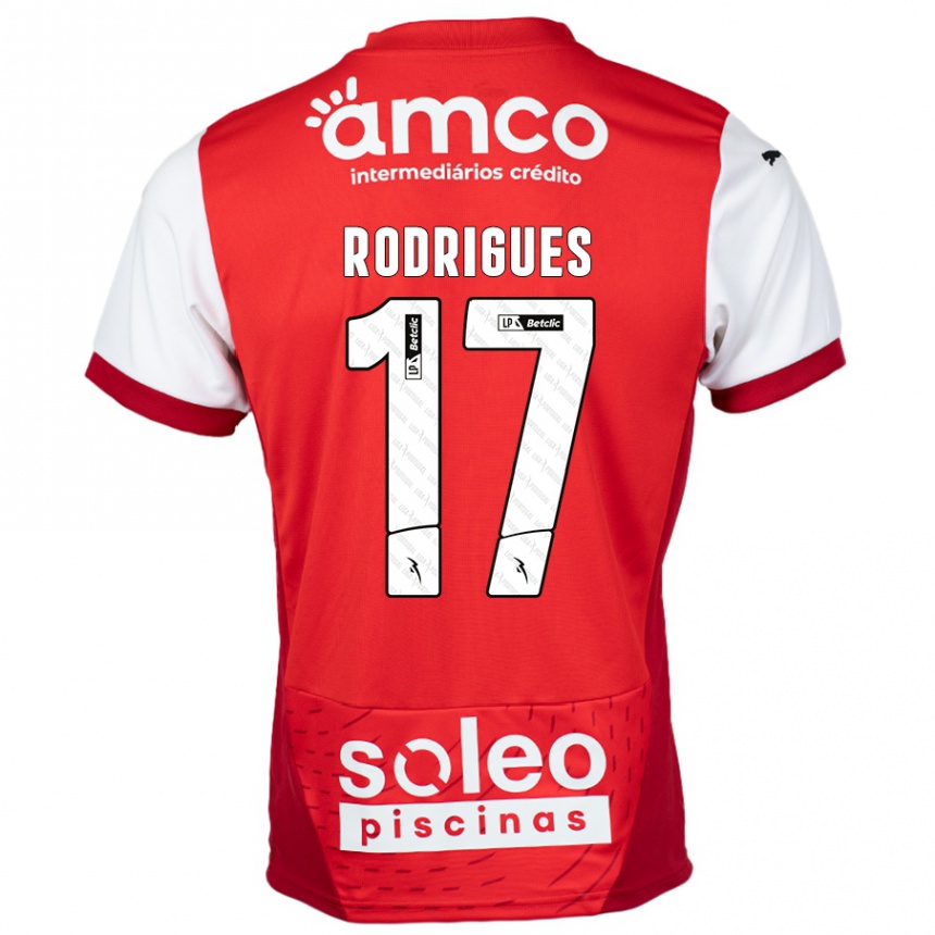 Kinder Fußball Tânia Rodrigues #17 Rot Weiß Heimtrikot Trikot 2024/25 T-Shirt Luxemburg