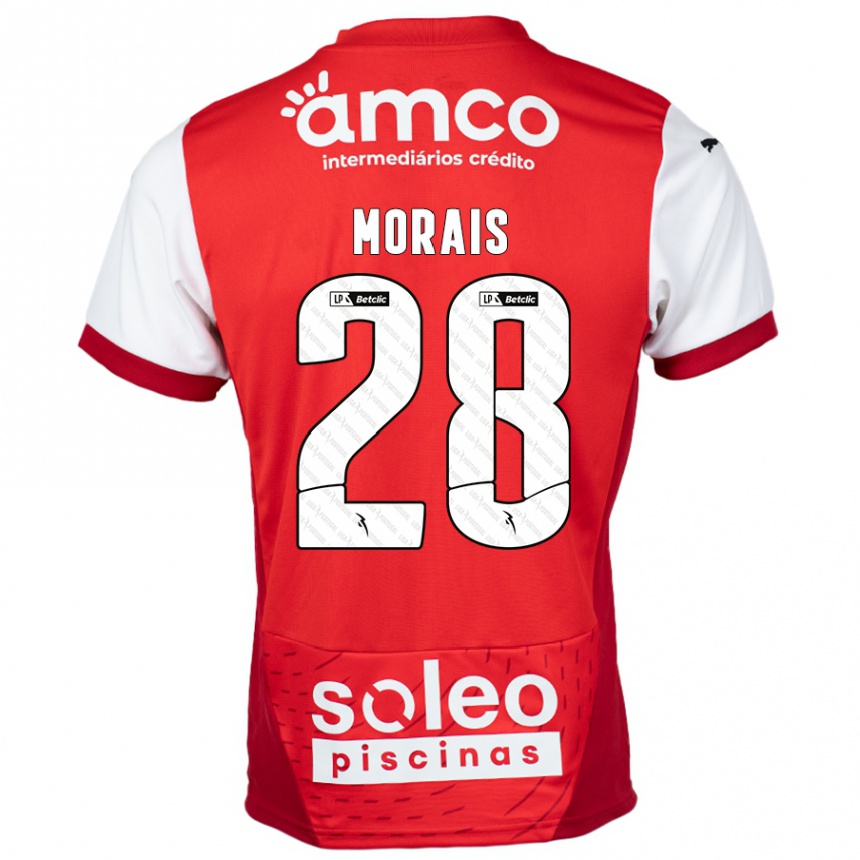 Kinder Fußball Patrícia Morais #28 Rot Weiß Heimtrikot Trikot 2024/25 T-Shirt Luxemburg