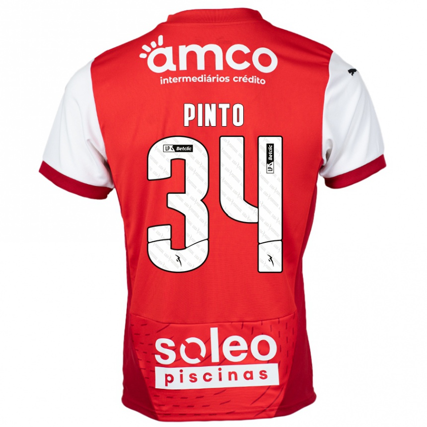 Kinder Fußball Ana Pinto #34 Rot Weiß Heimtrikot Trikot 2024/25 T-Shirt Luxemburg