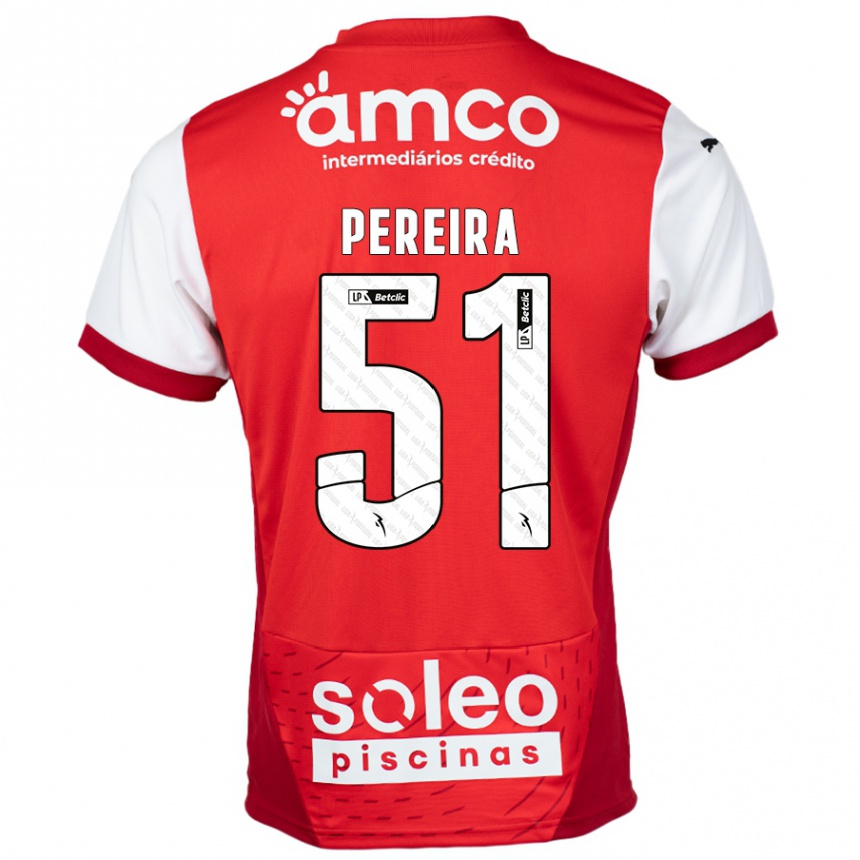 Kinder Fußball Evy Pereira #51 Rot Weiß Heimtrikot Trikot 2024/25 T-Shirt Luxemburg