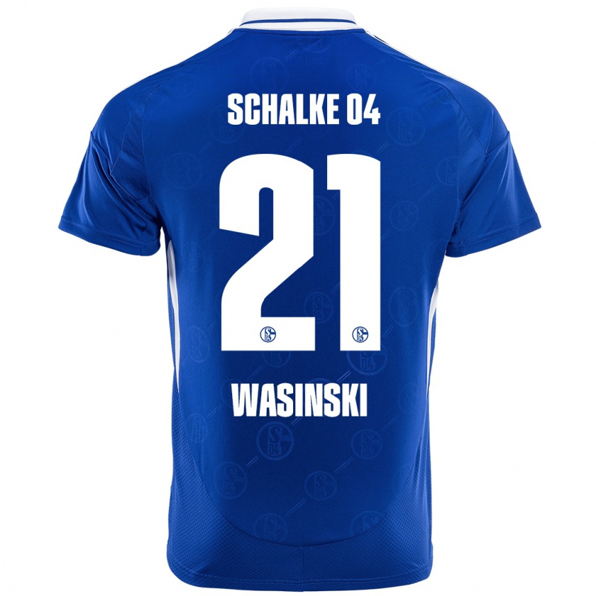 Kinder Fußball Martin Wasinski #21 Königsblau Heimtrikot Trikot 2024/25 T-Shirt Luxemburg