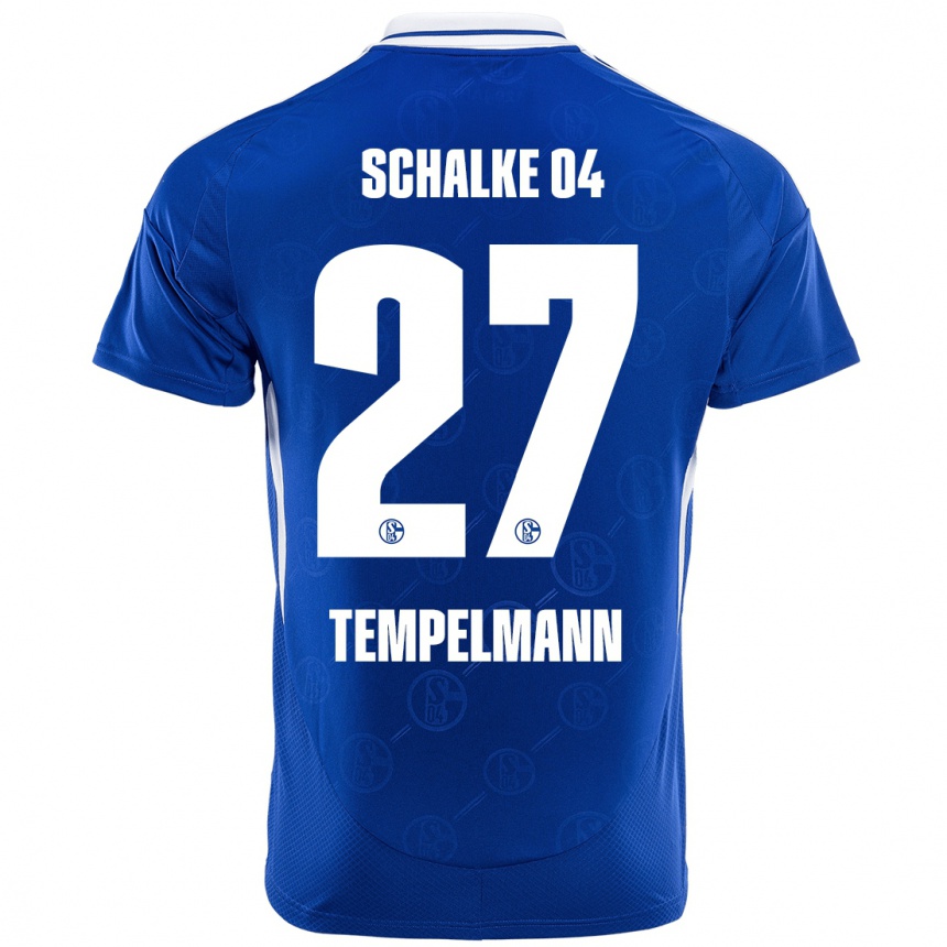 Kinder Fußball Lino Tempelmann #27 Königsblau Heimtrikot Trikot 2024/25 T-Shirt Luxemburg