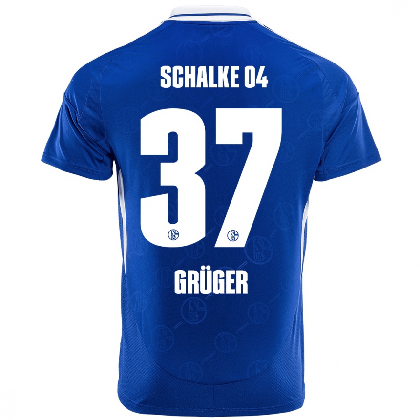 Kinder Fußball Max Grüger #37 Königsblau Heimtrikot Trikot 2024/25 T-Shirt Luxemburg