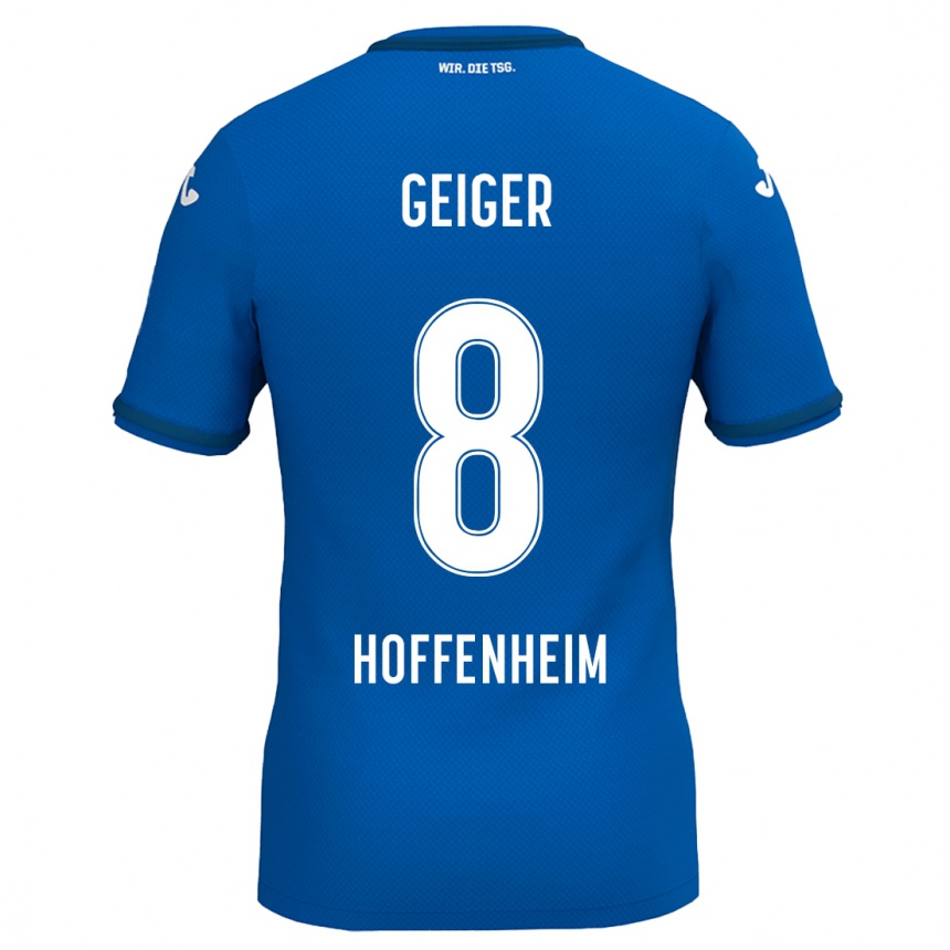 Kinder Fußball Dennis Geiger #8 Königsblau Heimtrikot Trikot 2024/25 T-Shirt Luxemburg