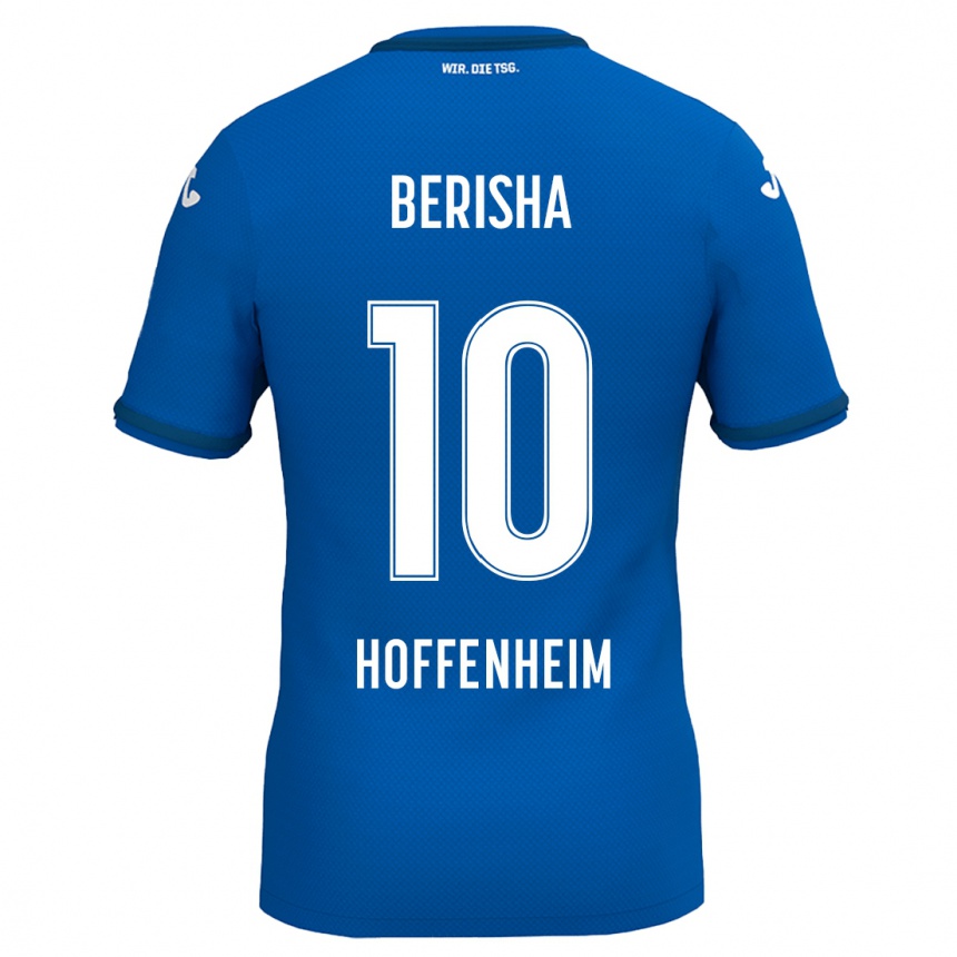 Kinder Fußball Mergim Berisha #10 Königsblau Heimtrikot Trikot 2024/25 T-Shirt Luxemburg