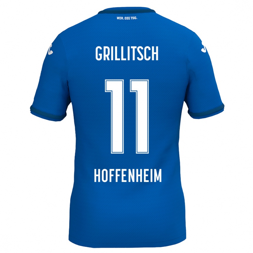 Kinder Fußball Florian Grillitsch #11 Königsblau Heimtrikot Trikot 2024/25 T-Shirt Luxemburg