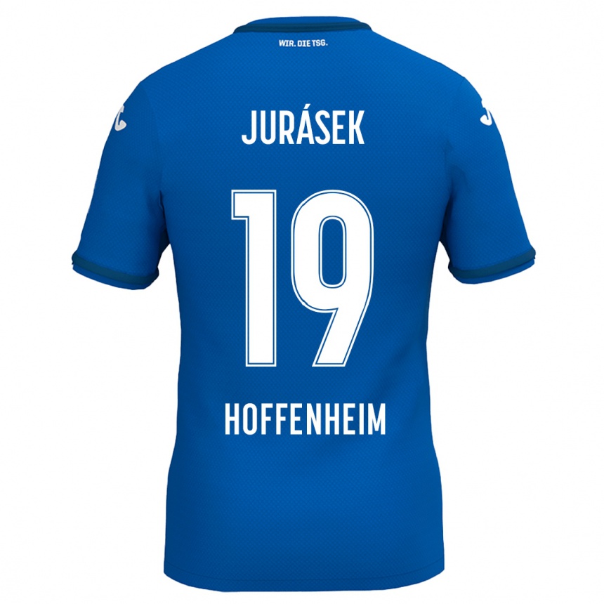 Kinder Fußball David Jurásek #19 Königsblau Heimtrikot Trikot 2024/25 T-Shirt Luxemburg