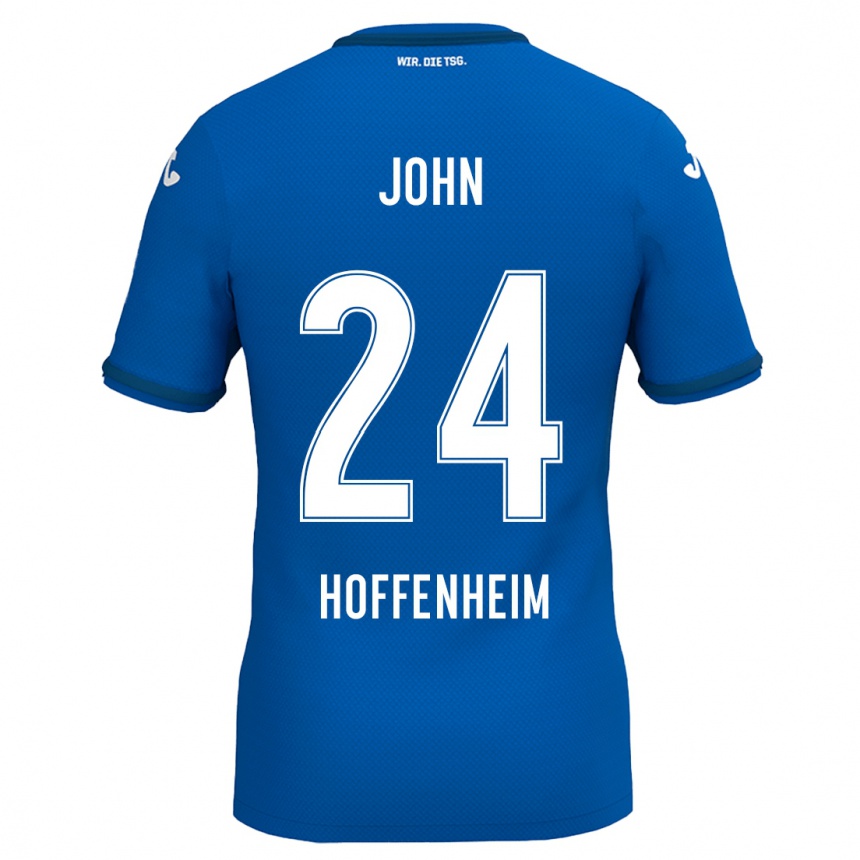 Kinder Fußball Marco John #24 Königsblau Heimtrikot Trikot 2024/25 T-Shirt Luxemburg