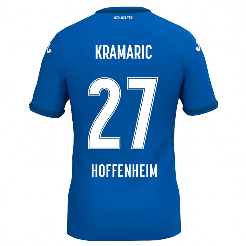 Kinder Fußball Andrej Kramaric #27 Königsblau Heimtrikot Trikot 2024/25 T-Shirt Luxemburg