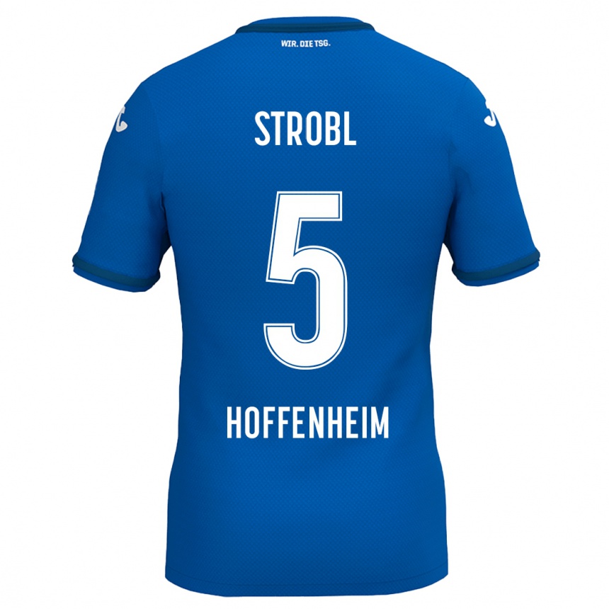 Kinder Fußball Lars Strobl #5 Königsblau Heimtrikot Trikot 2024/25 T-Shirt Luxemburg