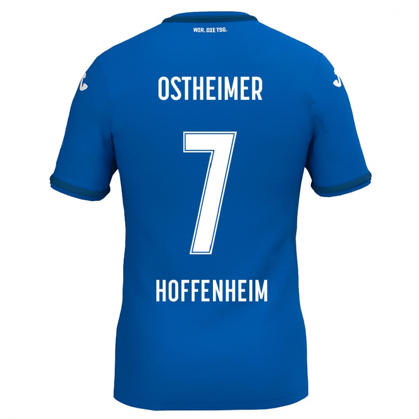 Kinder Fußball Nevio Ostheimer #7 Königsblau Heimtrikot Trikot 2024/25 T-Shirt Luxemburg