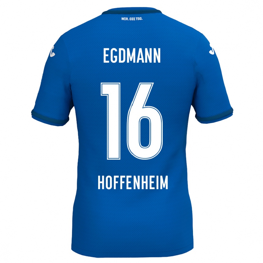 Kinder Fußball Mika Egdmann #16 Königsblau Heimtrikot Trikot 2024/25 T-Shirt Luxemburg