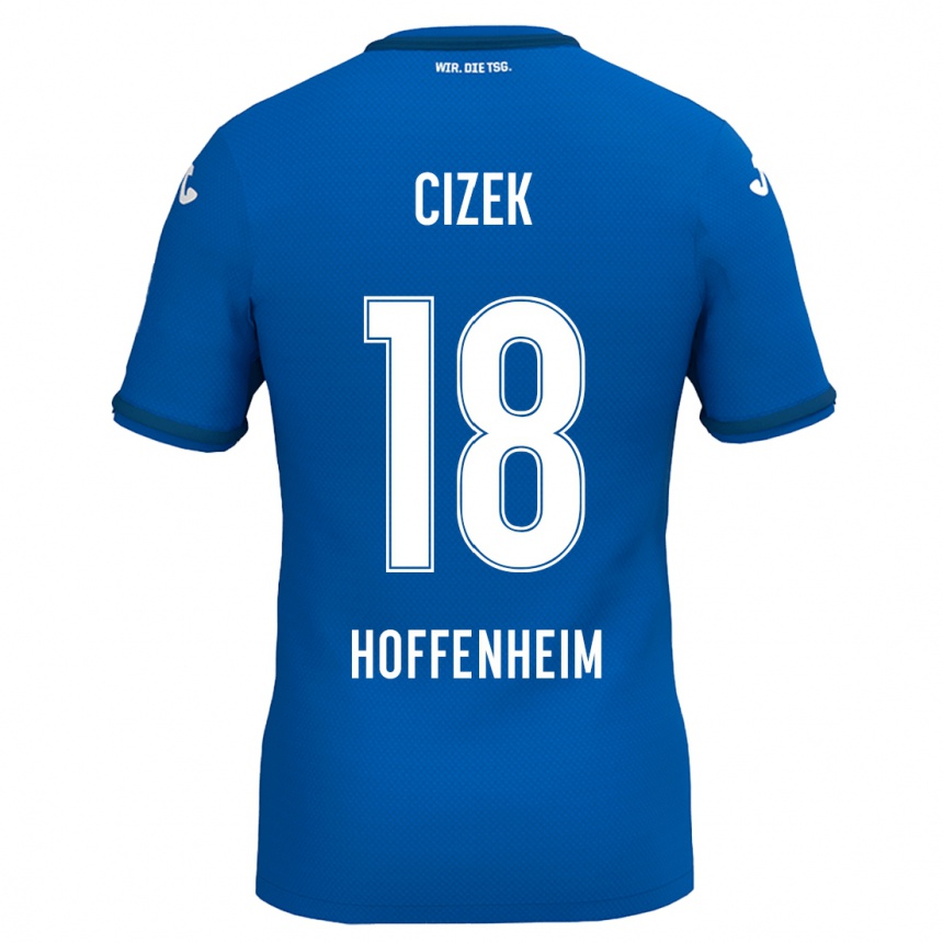 Kinder Fußball Krystof Cizek #18 Königsblau Heimtrikot Trikot 2024/25 T-Shirt Luxemburg