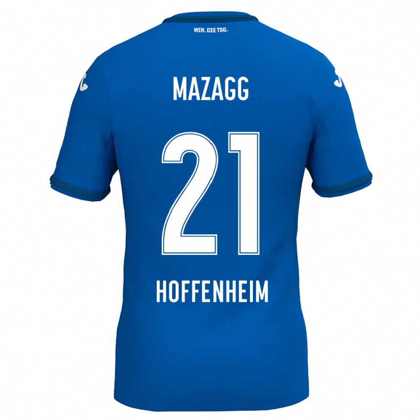 Kinder Fußball Lukas Mazagg #21 Königsblau Heimtrikot Trikot 2024/25 T-Shirt Luxemburg