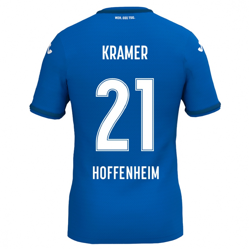 Kinder Fußball Emil Kramer #21 Königsblau Heimtrikot Trikot 2024/25 T-Shirt Luxemburg