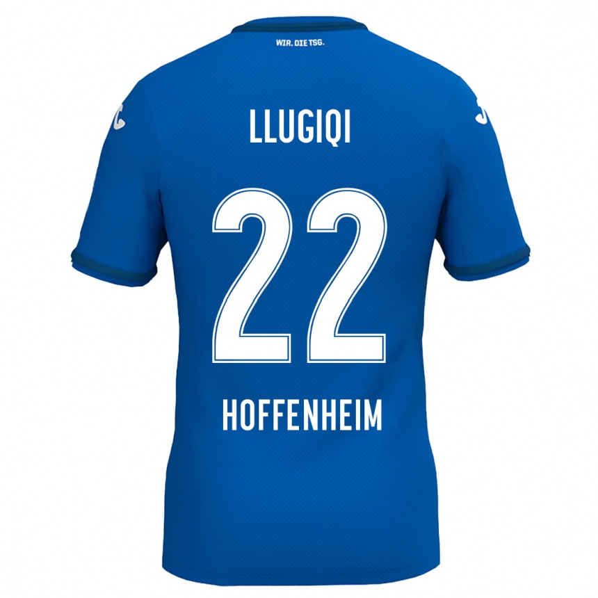 Kinder Fußball Arian Llugiqi #22 Königsblau Heimtrikot Trikot 2024/25 T-Shirt Luxemburg