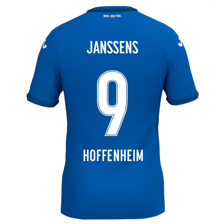 Kinder Fußball Jill Janssens #9 Königsblau Heimtrikot Trikot 2024/25 T-Shirt Luxemburg