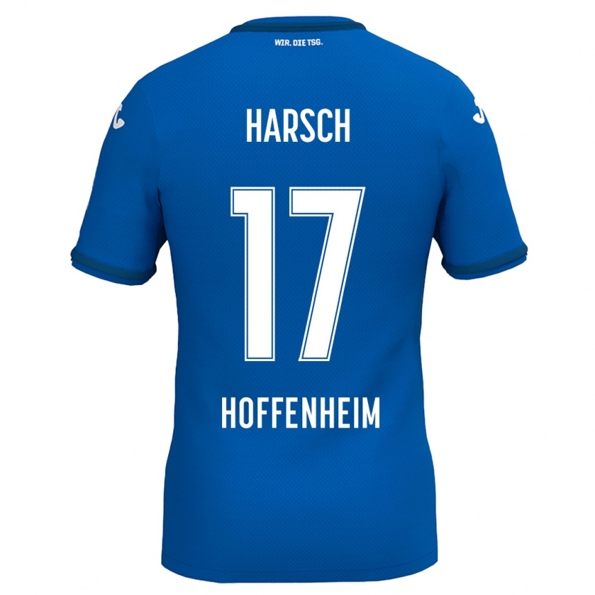 Kinder Fußball Franziska Harsch #17 Königsblau Heimtrikot Trikot 2024/25 T-Shirt Luxemburg