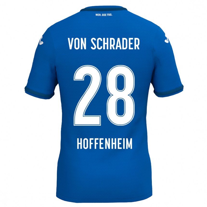 Kinder Fußball Lina Von Schrader #28 Königsblau Heimtrikot Trikot 2024/25 T-Shirt Luxemburg