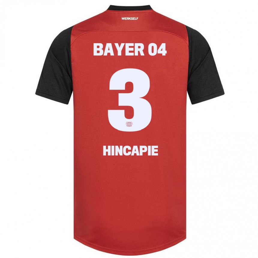 Kinder Fußball Piero Hincapié #3 Rot Schwarz Heimtrikot Trikot 2024/25 T-Shirt Luxemburg