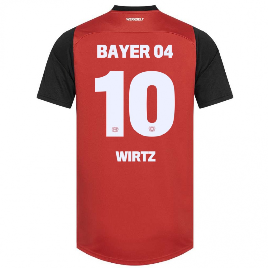 Kinder Fußball Florian Wirtz #10 Rot Schwarz Heimtrikot Trikot 2024/25 T-Shirt Luxemburg