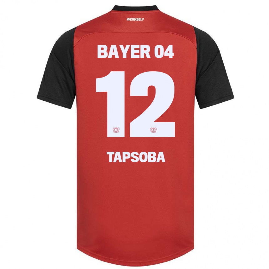 Kinder Fußball Edmond Tapsoba #12 Rot Schwarz Heimtrikot Trikot 2024/25 T-Shirt Luxemburg