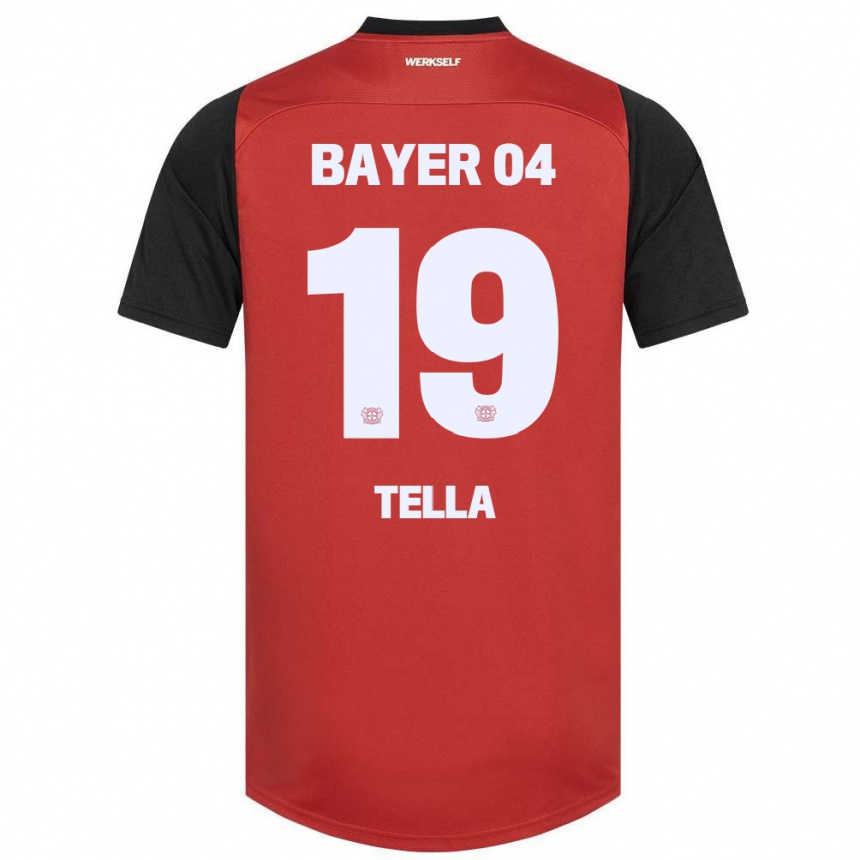 Kinder Fußball Nathan Tella #19 Rot Schwarz Heimtrikot Trikot 2024/25 T-Shirt Luxemburg