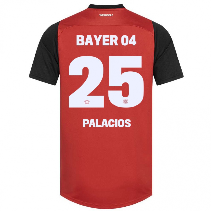 Kinder Fußball Exequiel Palacios #25 Rot Schwarz Heimtrikot Trikot 2024/25 T-Shirt Luxemburg