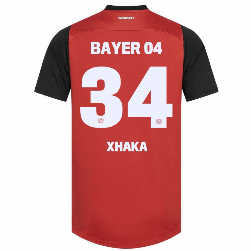 Kinder Fußball Granit Xhaka #34 Rot Schwarz Heimtrikot Trikot 2024/25 T-Shirt Luxemburg