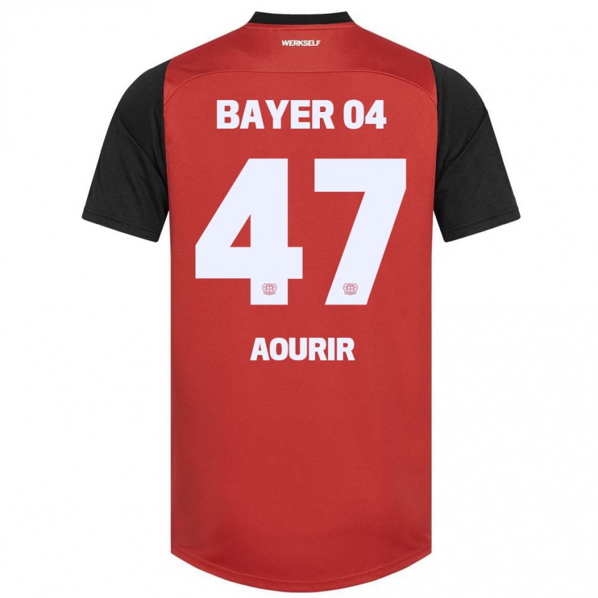 Kinder Fußball Ayman Aourir #47 Rot Schwarz Heimtrikot Trikot 2024/25 T-Shirt Luxemburg