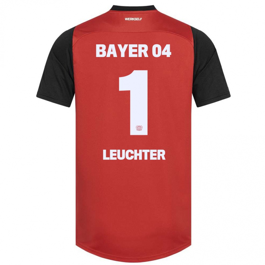 Kinder Fußball Julian Leuchter #1 Rot Schwarz Heimtrikot Trikot 2024/25 T-Shirt Luxemburg