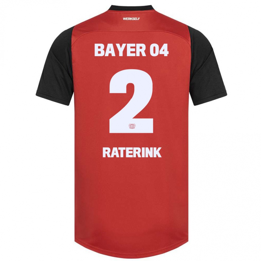 Kinder Fußball Othniël Raterink #2 Rot Schwarz Heimtrikot Trikot 2024/25 T-Shirt Luxemburg