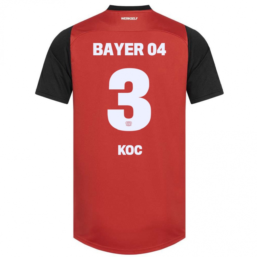 Kinder Fußball Halil Koc #3 Rot Schwarz Heimtrikot Trikot 2024/25 T-Shirt Luxemburg