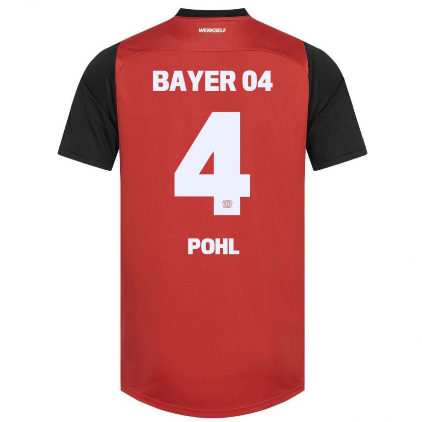 Kinder Fußball Ferdinand Pohl #4 Rot Schwarz Heimtrikot Trikot 2024/25 T-Shirt Luxemburg