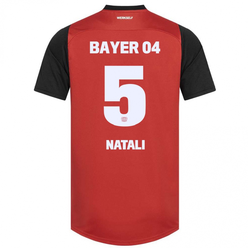 Kinder Fußball Andrea Natali #5 Rot Schwarz Heimtrikot Trikot 2024/25 T-Shirt Luxemburg