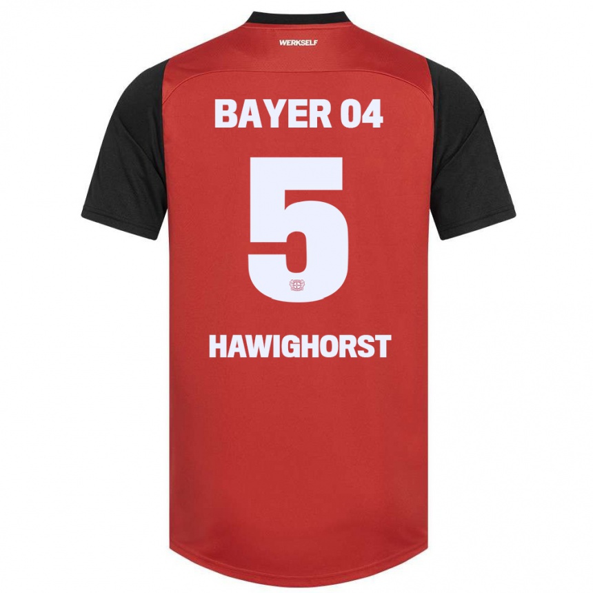 Kinder Fußball Ben Hawighorst #5 Rot Schwarz Heimtrikot Trikot 2024/25 T-Shirt Luxemburg