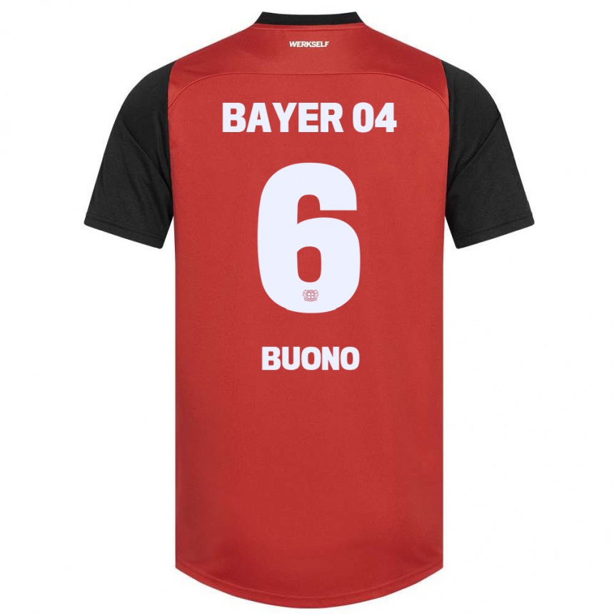 Kinder Fußball Francesco Buono #6 Rot Schwarz Heimtrikot Trikot 2024/25 T-Shirt Luxemburg