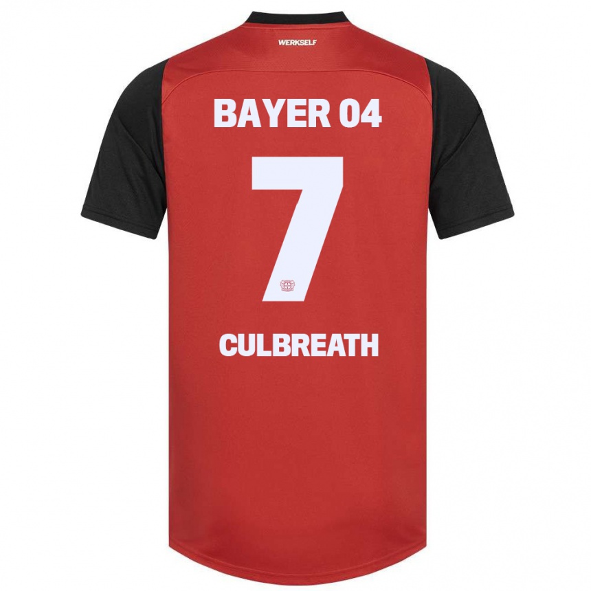 Kinder Fußball Montrell Culbreath #7 Rot Schwarz Heimtrikot Trikot 2024/25 T-Shirt Luxemburg