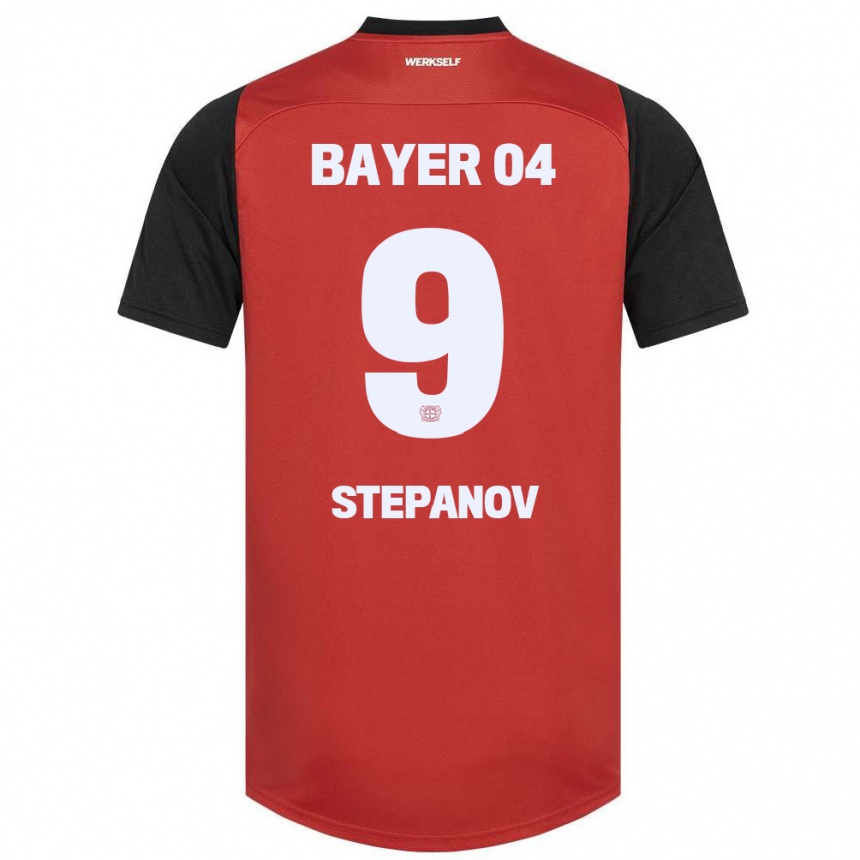 Kinder Fußball Artem Stepanov #9 Rot Schwarz Heimtrikot Trikot 2024/25 T-Shirt Luxemburg