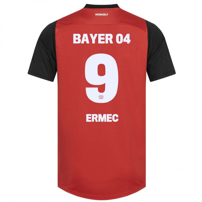 Kinder Fußball Berkan Ermec #9 Rot Schwarz Heimtrikot Trikot 2024/25 T-Shirt Luxemburg