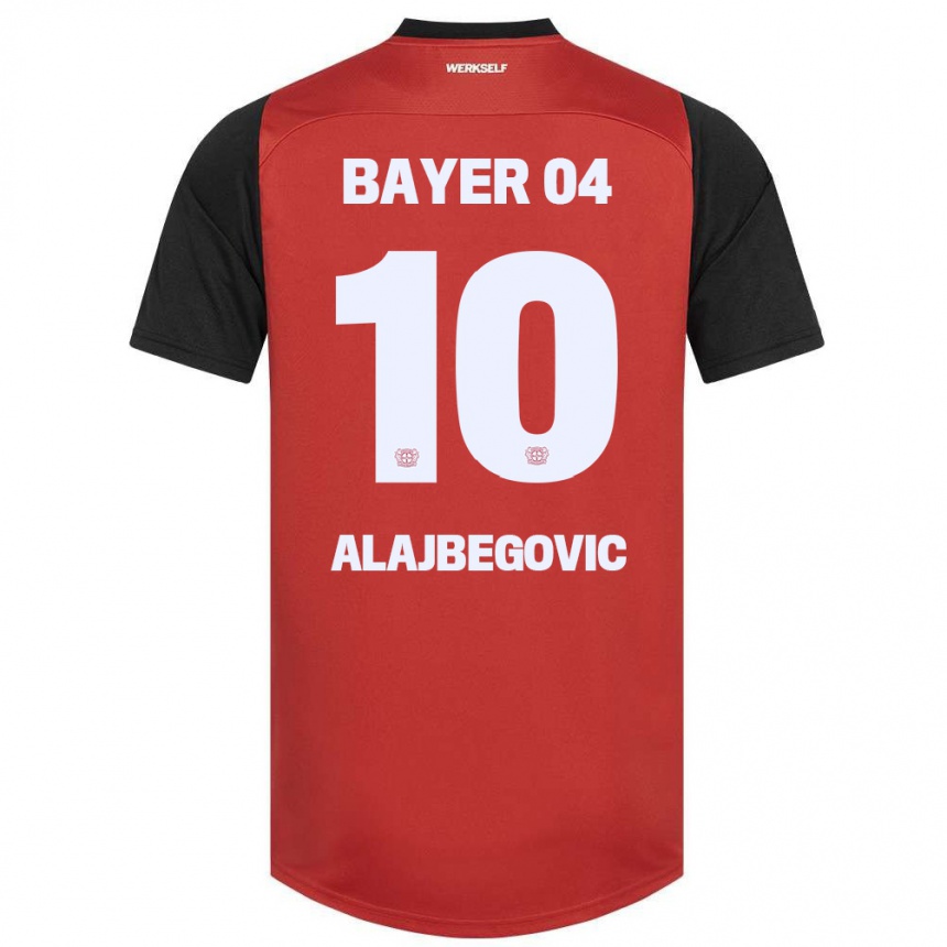 Kinder Fußball Kerim Alajbegovic #10 Rot Schwarz Heimtrikot Trikot 2024/25 T-Shirt Luxemburg