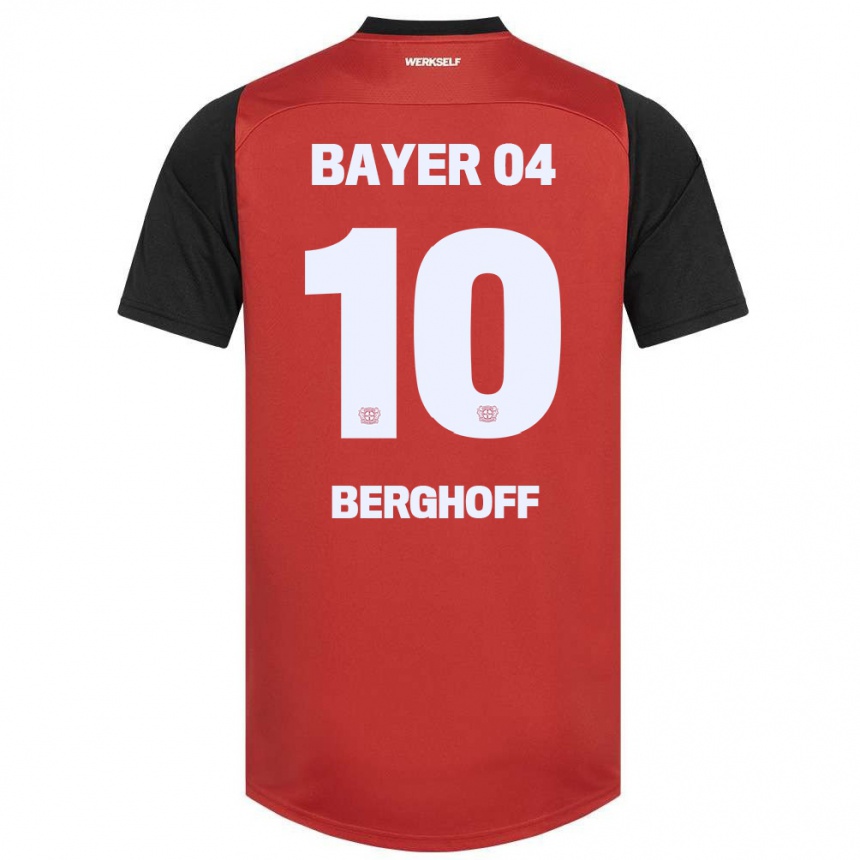 Kinder Fußball Jonah Berghoff #10 Rot Schwarz Heimtrikot Trikot 2024/25 T-Shirt Luxemburg