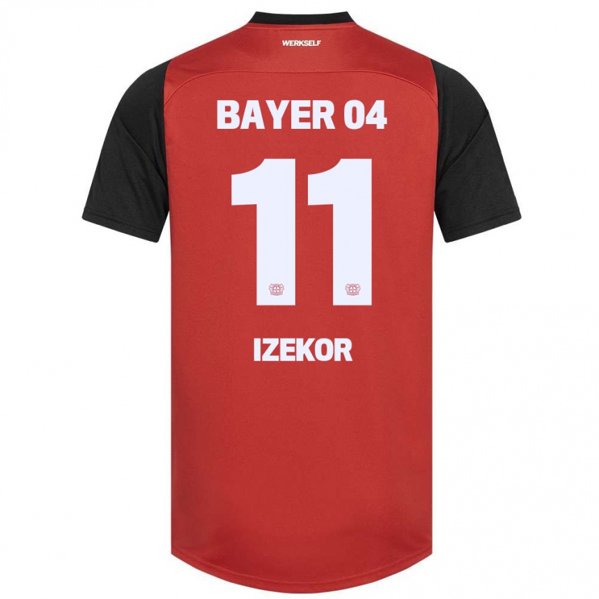 Kinder Fußball Ken Izekor #11 Rot Schwarz Heimtrikot Trikot 2024/25 T-Shirt Luxemburg