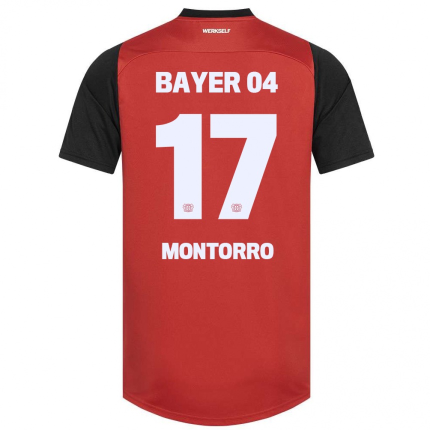 Kinder Fußball Josuè Montorro #17 Rot Schwarz Heimtrikot Trikot 2024/25 T-Shirt Luxemburg