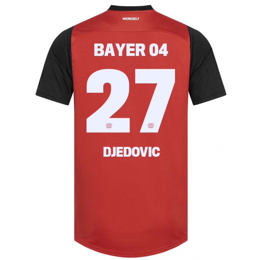 Kinder Fußball Seldin Djedovic #27 Rot Schwarz Heimtrikot Trikot 2024/25 T-Shirt Luxemburg